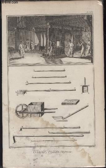 GRAVURE 18EME SIECLE - PLANCHES ORIGINALES DE L'ENCYCLOPEDIE DIDEROT D'ALEMBERT IN FOLIO - N28 - GLACES - L'OPERATION D'ENFOURNER