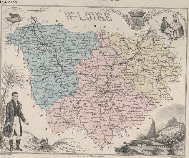 GRAVURE 19eme COULEURS - LA FRANCE - HAUTE LOIRE - PLANCHE N42