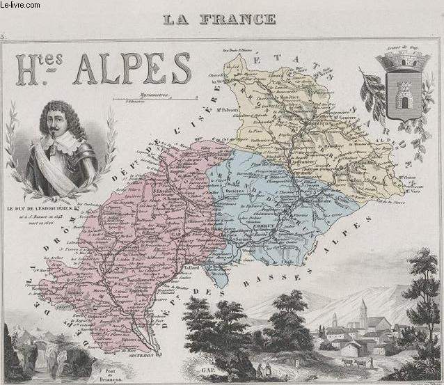 GRAVURE 19eme COULEURS - LA FRANCE - HAUTES ALPES - PLANCHE N3