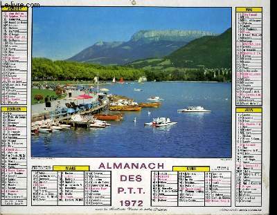 CALENDRIER - ALMANACH DES P.T.T. - MONTAGNE ET LAC D'ANNECY