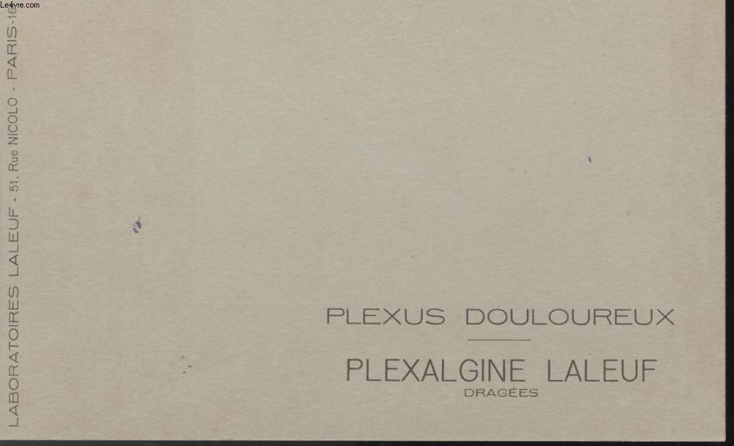 BUVARD - PLEXUS DOULOUREUX - PLEXALGINE LALEUF