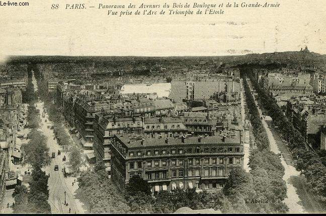 CARTE POSTALE - 88 - PARIS - PANORAMA DES AVENUES DU BOIS DE BOULOGNE ET DE LA GRANDE ARMEE