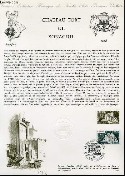 DOCUMENT PHILATELIQUE OFFICIEL N21-76 - CHATEAU FORT DE BONAGUIL (N1871 YVERT ET TELLIER)