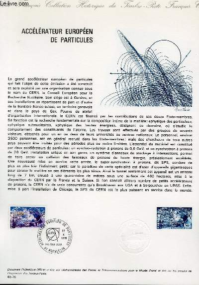 DOCUMENT PHILATELIQUE OFFICIEL N40-76 - ACCELERATEUR EUROPEEN DE PARTICULES - CERN (N1908 YVERT ET TELLIER)