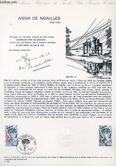 DOCUMENT PHILATELIQUE OFFICIEL N41-76 - ANNA DE NOAILLES 1876-1933 (N1898 YVERT ET TELLIER)