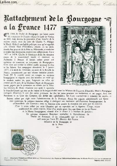 DOCUMENT PHILATELIQUE OFFICIEL N29-77 - RATTACHEMENT DE LA BOURGOGNE A LA FRANCE 1477 (N1944 YVERT ET TELLIER)