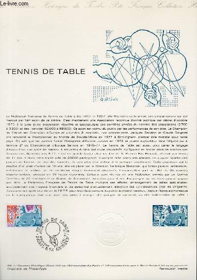DOCUMENT PHILATELIQUE OFFICIEL N48-77 - TENNIS DE TABLE (N1961 YVERT ET TELLIER)
