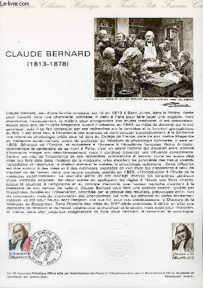 DOCUMENT PHILATELIQUE OFFICIEL N34-78 - CLAUDE BERNARD 1813 - 1878 (N1990A YVERT ET TELLIER)