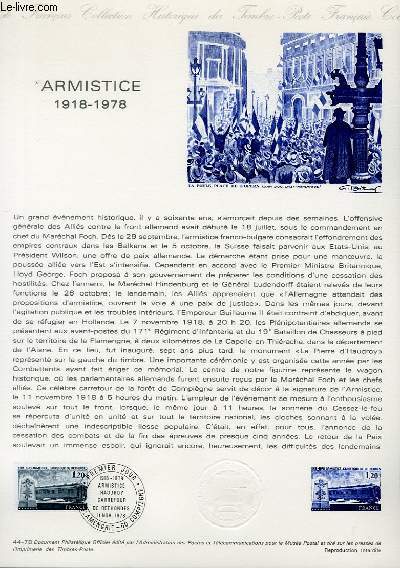 DOCUMENT PHILATELIQUE OFFICIEL N44-78 - ARMISTICE 1918-1978 (N2022 YVERT ET TELLIER)