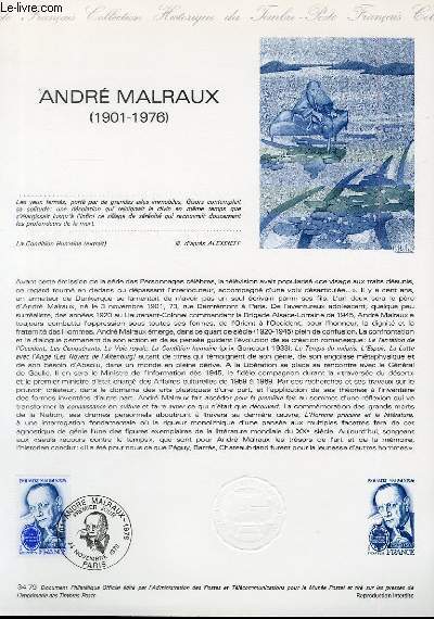 DOCUMENT PHILATELIQUE OFFICIEL N34-79 - ANDRE MALRAUX 1901-1976 (N2032A YVERT ET TELLIER)
