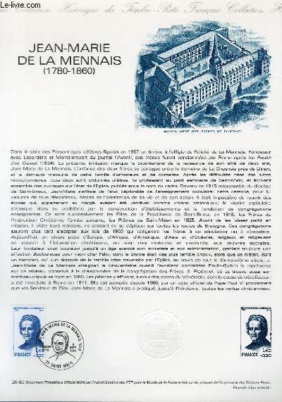 DOCUMENT PHILATELIQUE OFFICIEL N26-80 - JEAN-MARIE DE LA MENNAIS 1780-1860 (N2097 YVERT ET TELLIER)