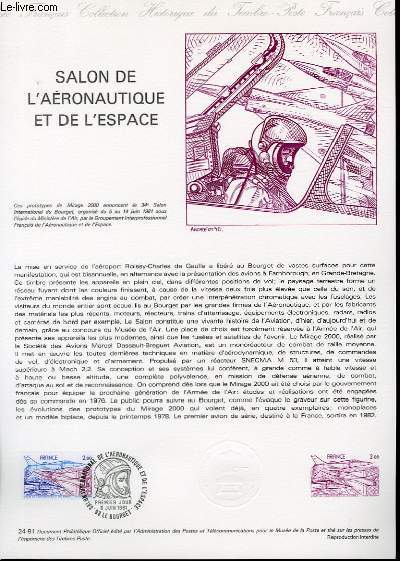 DOCUMENT PHILATELIQUE OFFICIEL N24-81 - SALON DE L'AERONAUTIQUE ET DE L'ESPACE (NAV.54 YVERT ET TELLIER)