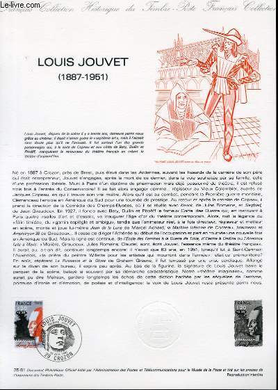 DOCUMENT PHILATELIQUE OFFICIEL N25-81 - LOUIS JOUVET 1887-1951 (N2149 YVERT ET TELLIER)