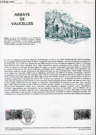 DOCUMENT PHILATELIQUE OFFICIEL N33-81 - ABBAYE DE VAUCELLES (N2160 YVERT ET TELLIER)