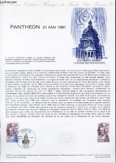 DOCUMENT PHILATELIQUE OFFICIEL N42-81 - PANTHEON 21 MAI 1981 (N2172 YVERT ET TELLIER)