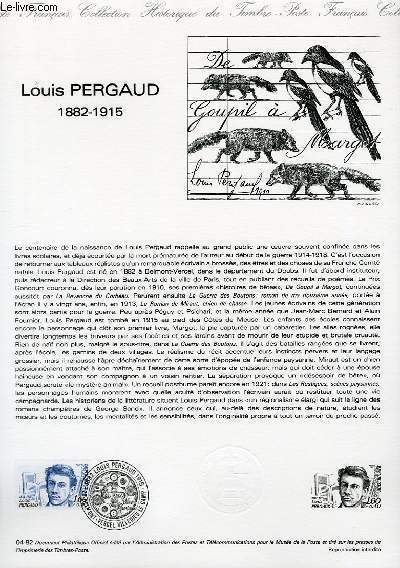 DOCUMENT PHILATELIQUE OFFICIEL N04-82 - LOUIS PERGAUD 1882-1915 (N2227 YVERT ET TELLIER)