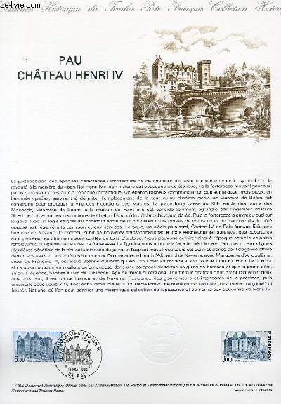 DOCUMENT PHILATELIQUE OFFICIEL N17-82 - PAU CHATEAU HENRI IV (N2195 YVERT ET TELLIER)