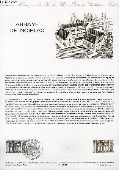 DOCUMENT PHILATELIQUE OFFICIEL N27-83 - ABBAYE DE NOIRLAC (N2255 YVERT ET TELLIER)