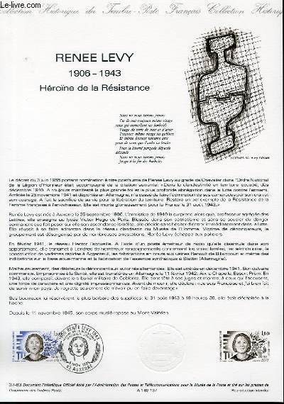 DOCUMENT PHILATELIQUE OFFICIEL N37-83 - RENEE LEVY 1906-1943 HEROINE DE LA RESISTANCE (N2293 YVERT ET TELLIER)