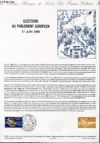 DOCUMENT PHILATELIQUE OFFICIEL N08-84 - ELECTIONS AU PARLEMENT EUROPEEN 17 JUIN 1984 (N2306 YVERT ET TELLIER)