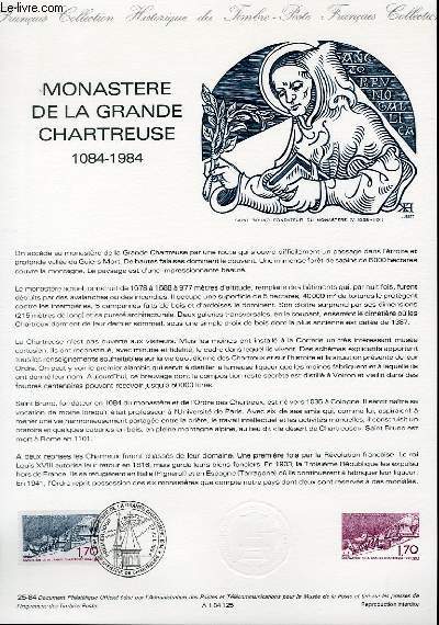 DOCUMENT PHILATELIQUE OFFICIEL N25-84 - MONASTERE DE LA GRANDE CHARTREUSE 1084-1984 (N2323 YVERT ET TELLIER)