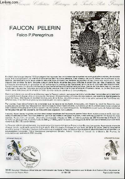DOCUMENT PHILATELIQUE OFFICIEL N33-84 - FAUCON PELERIN - FALCO P. PEREGRINUS (N2340 YVERT ET TELLIER)