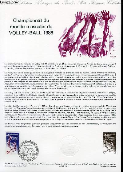 DOCUMENT PHILATELIQUE OFFICIEL N21-86 - CHAMPIONNAT DU MONDE MASCULIN DE VOLLEY-BALL 1986 (N2420 YVERT ET TELLIER)