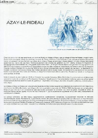 DOCUMENT PHILATELIQUE OFFICIEL N18-87 - AZAY LE RIDEAU (N2464 YVERT ET TELLIER)