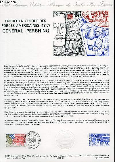 DOCUMENT PHILATELIQUE OFFICIEL N23-87 - ENTREE EN GUERRE DES FORCES AMERICAINES (1917) - GENERAL PERSHING (N2477 YVERT ET TELLIER)