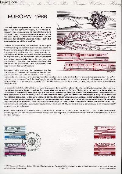 DOCUMENT PHILATELIQUE OFFICIEL N17-88 - EUROPA 1988 (N2531-32 YVERT ET TELLIER)