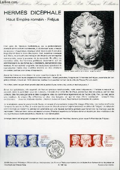 DOCUMENT PHILATELIQUE OFFICIEL N22-88 - HERMES DICEPHALE - HAUT EMPIRE ROMAIN - FREJUS (N2548 YVERT ET TELLIER)
