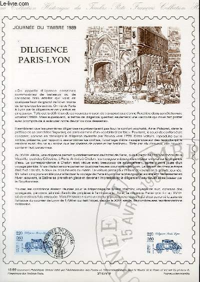 DOCUMENT PHILATELIQUE OFFICIEL N18-89 - JOURNEE DU TIMBRE 1989 - DILIGENCE PARIS-LYON (N2577 YVERT ET TELLIER)