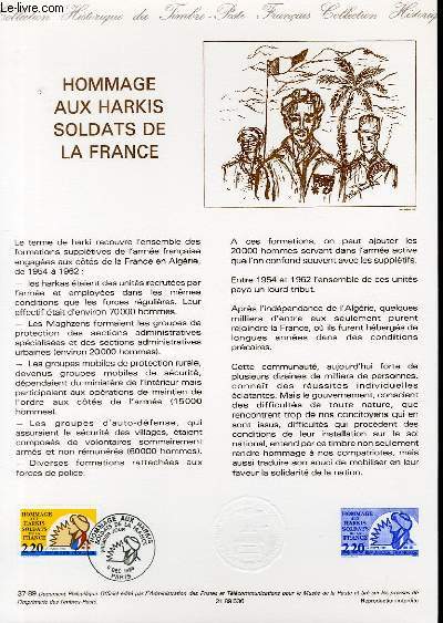 DOCUMENT PHILATELIQUE OFFICIEL N37-89 - HOMMAGE AUX HARKIS SOLDATS DE LA FRANCE (N2613 YVERT ET TELLIER)