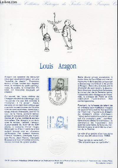DOCUMENT PHILATELIQUE OFFICIEL N04-91 - LOUIS ARAGON (N2683 YVERT ET TELLIER)