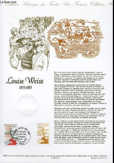 DOCUMENT PHILATELIQUE OFFICIEL - LOUIS WEISS 1893-1983 (N2809 YVERT ET TELLIER)
