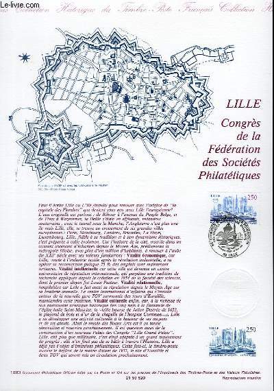 DOCUMENT PHILATELIQUE OFFICIEL - LILLE CONGRES DE LA FEDERATION DES SOCIETES PHILATELIQUES (N2811 YVERT ET TELLIER)