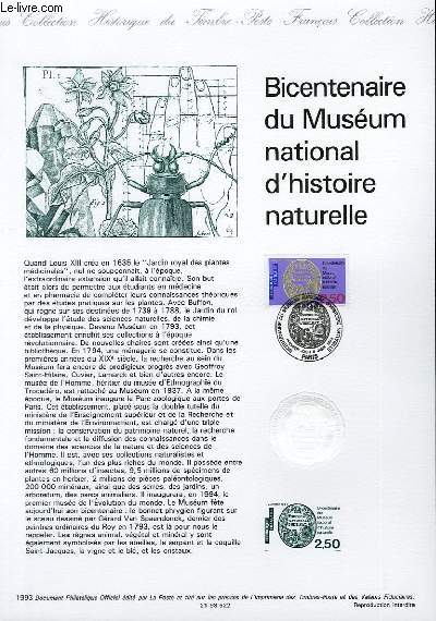 DOCUMENT PHILATELIQUE OFFICIEL - BICENTENAIRE DU MUSEUM NATIONAL D'HISTOIRE NATURELLE (N2812 YVERT ET TELLIER)