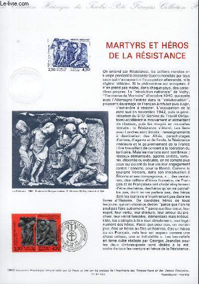 DOCUMENT PHILATELIQUE OFFICIEL - MARTYRS ET HEROS DE LA RESISTANCE (N2813A YVERT ET TELLIER)