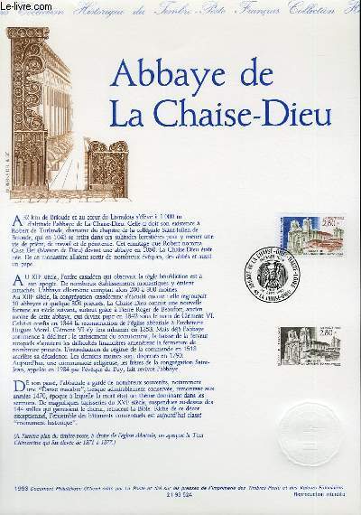 DOCUMENT PHILATELIQUE OFFICIEL - ABBAYE DE LA CHAISE-DIEU (N2825 YVERT ET TELLIER)