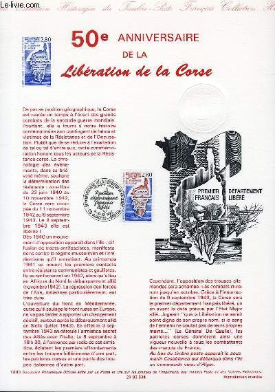 DOCUMENT PHILATELIQUE OFFICIEL - 50 ANNIVERSAIRE DE LA LIBERATION DE LA CORSE (N2829 YVERT ET TELLIER)