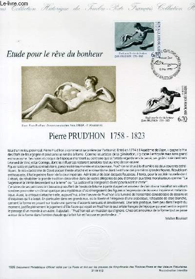 DOCUMENT PHILATELIQUE OFFICIEL - ETUDES POUR LE REVE DU BONHEUR PIERRE PRUD'HON 1758-1823 (N292 YVERT ET TELLIER)