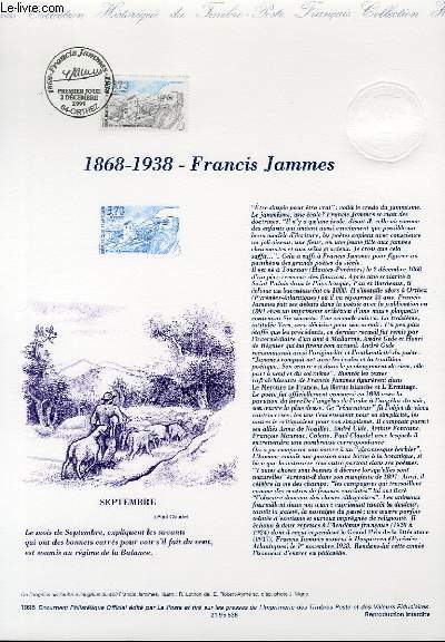 DOCUMENT PHILATELIQUE OFFICIEL - 1868-1938 - FRANCIS JAMMES (N2983 YVERT ET TELLIER)