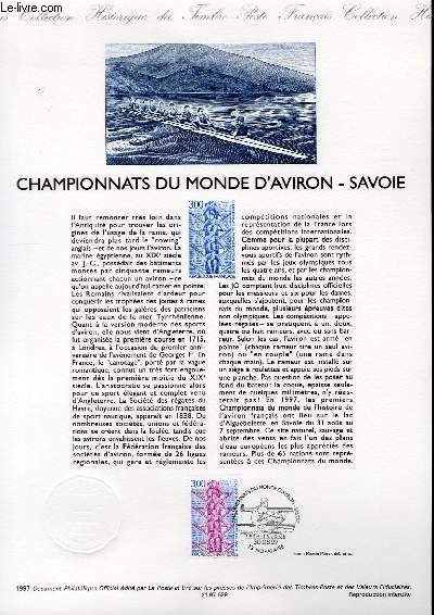 DOCUMENT PHILATELIQUE OFFICIEL - CHAMPIONNATS DU MONDE D'AVIRON - SAVOIE (N3102 YVERT ET TELLIER)