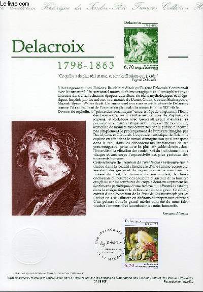 DOCUMENT PHILATELIQUE OFFICIEL - DELACROIX 1798-1863 (N3147 YVERT ET TELLIER)