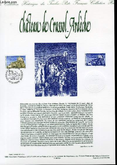 DOCUMENT PHILATELIQUE OFFICIEL - CHATEAU DE CRUSSOL-ARDECHE (N3169 YVERT ET TELLIER)