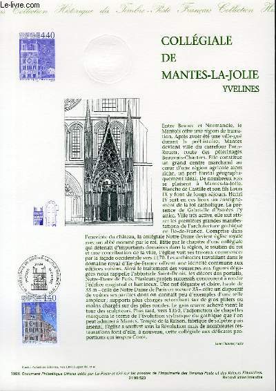 DOCUMENT PHILATELIQUE OFFICIEL - COLLEGIALE DE MANTE LA JOLIE - YVELINES (N3180 YVERT ET TELLIER)