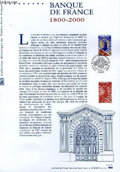 DOCUMENT PHILATELIQUE OFFICIEL - BANQUE DE FRANCE 1800-2000 (N3299 YVERT ET TELLIER)