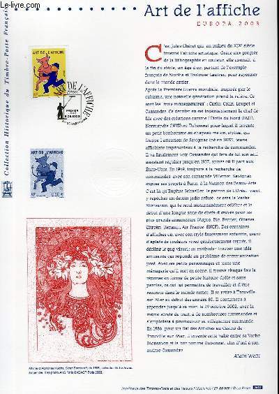 DOCUMENT PHILATELIQUE OFFICIEL - ART DE L'AFFICHE - EUROPA 2003 (N3356 YVERT ET TELLIER)