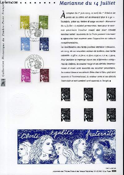 DOCUMENT PHILATELIQUE OFFICIEL - MARIANNE DU 14 JUILLET (N3570-3575 YVERT ET TELLIER)