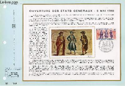 FEUILLET ARTISTIQUE PHILATELIQUE - CEF - N 170 - OUVERTURE DES ETATS GENERAUX - 5 MAI 1789